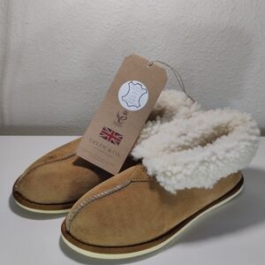 Tan Ankle Booties with Cream Lining